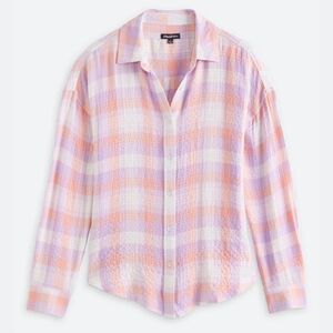 Plaid Button Down Shirt - Pink and Purple